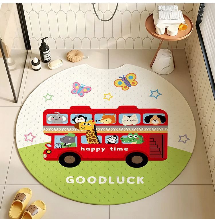 Round non-slip bathroom mat for children, shower room baby bath anti-fall mat, toilet bathroom suction cup foot mat