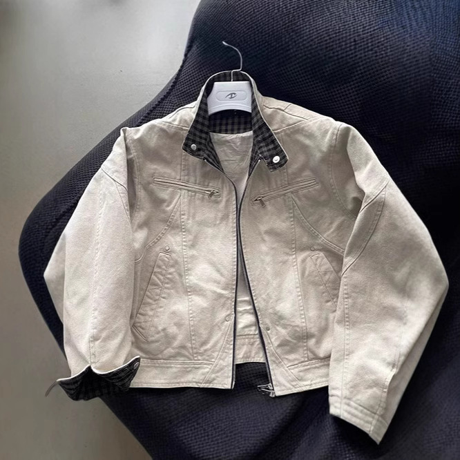 Tall Harrington Jacket Second Generation cleanfit Heavy Washed Canvas Casual Collar Boxy Short Wide Jacket