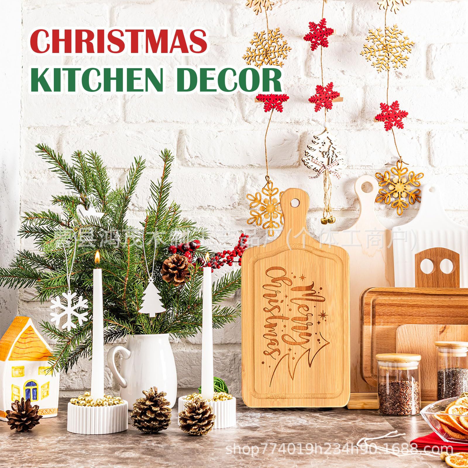 竹制圣诞奶酪板家用迷你切菜板圣诞餐盘派对装饰创意礼品套装定制