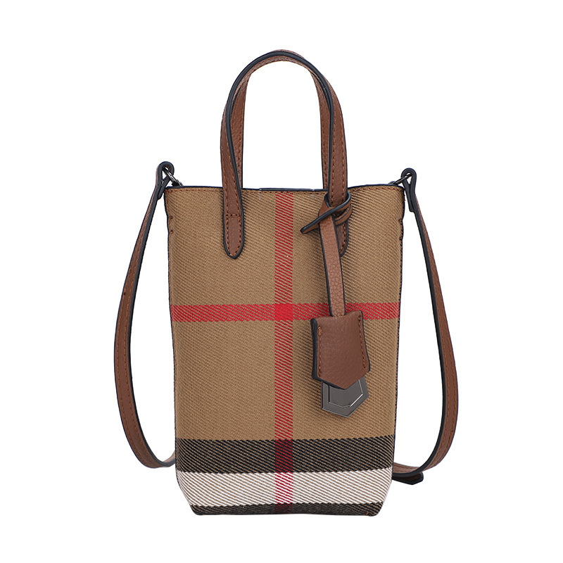 Textured Vertical Canvas Plaid Genuine Leather Mobile Phone Bag Women's Bag Fashionable Versatile Portable Shoulder Crossbody Bag Ready-Made Manufacturer Textured Vertical Canvas Plaid Genuine Leather Mobile Phone Bag Women's Bag Fashionable Versatile Portable Shoulder Crossbody Bag Ready-Made Manufacturer