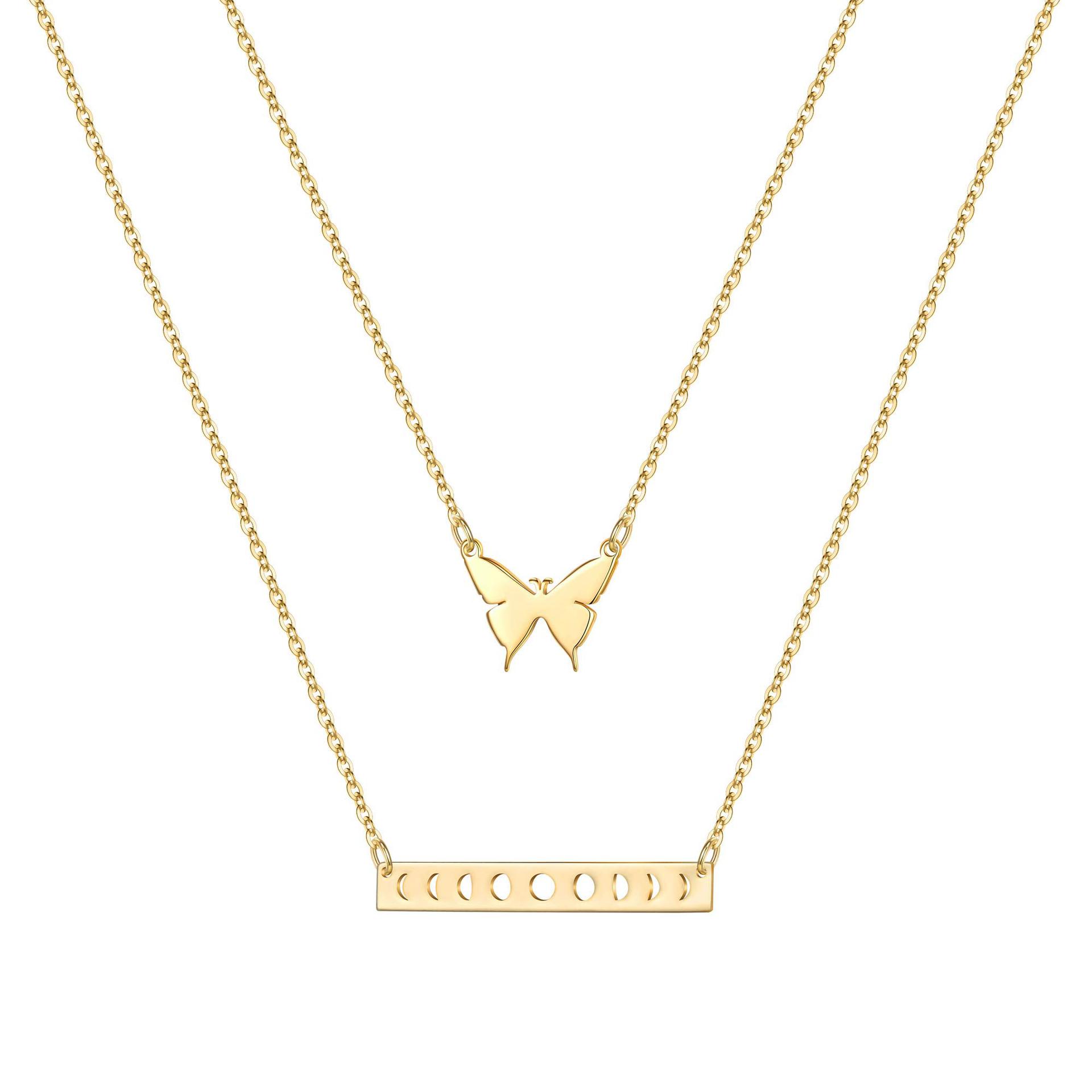 Minimalistisches Bienen-halsketten-set Mit Geometrischem Muster_voghion.com