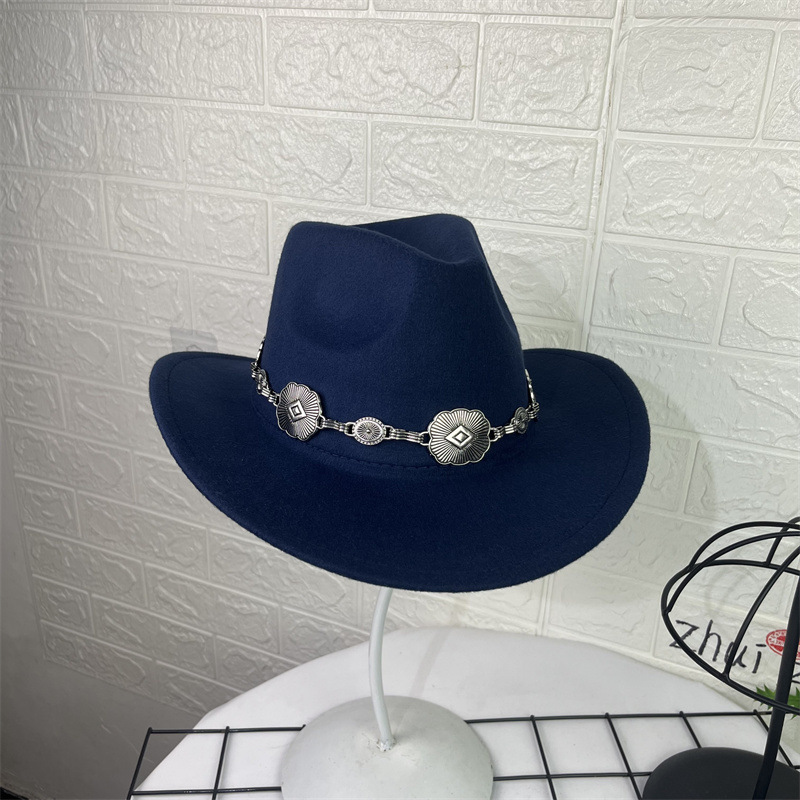 Sombrero Cowboy de Lana con Dije Ovalado de Ala Ancha para Primavera image 4