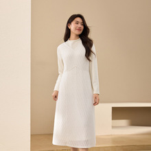 【温柔风V领叠穿连衣裙】纤莉秀大码女装法式气质长裙胖mm秋新款