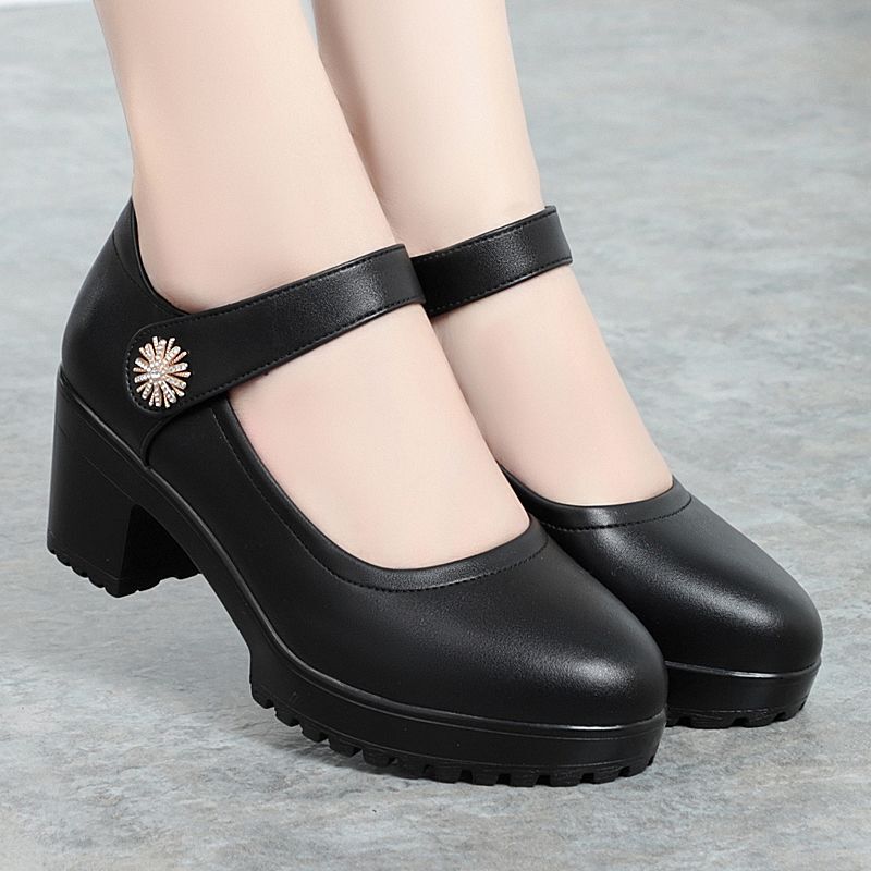 2026 new style women's high heels, single shoes, soft-soled round-toe heels, suitable for model walks, cheongsam fashion, and square dance