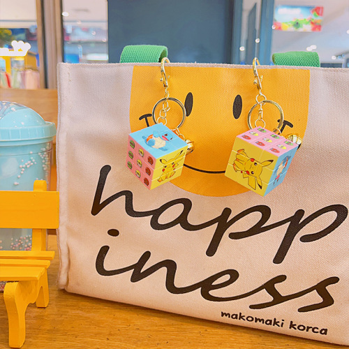 Wholesale Cartoon Cube Doll Child Schoolbag Charms Creative Keychain Cute Backpack Decorations Accessory Keychain