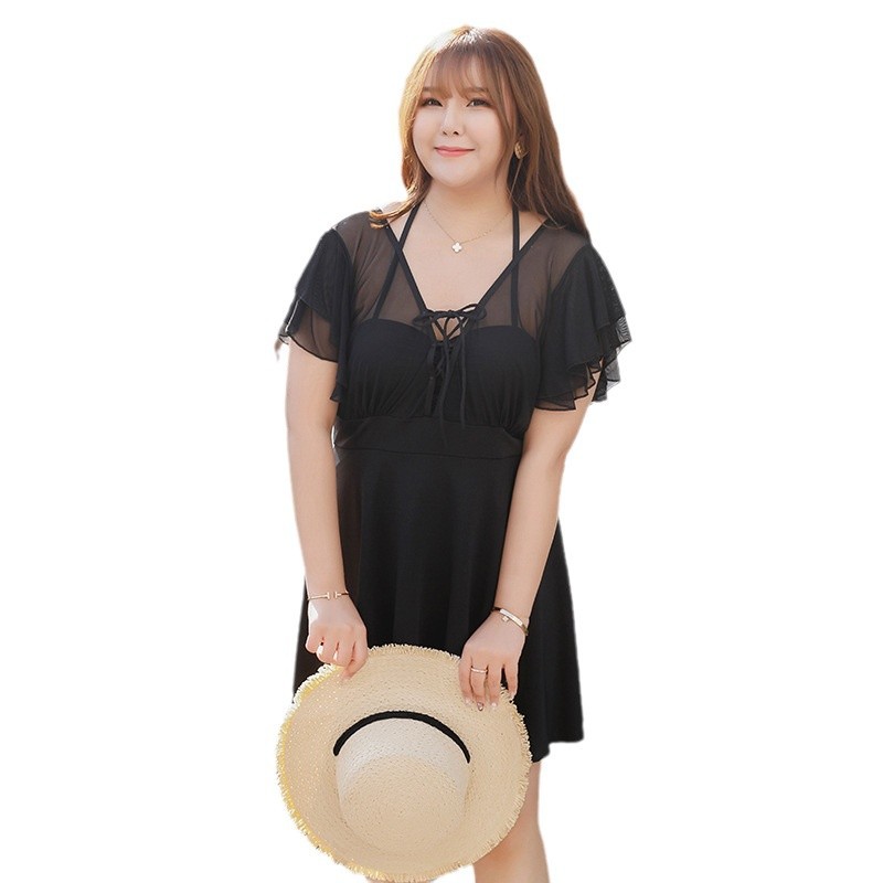 Traje de baño de una pieza para mujer con soporte de acero falda de boxeador conservador pequeño pecho push up traje de baño de aguas termales al por mayor