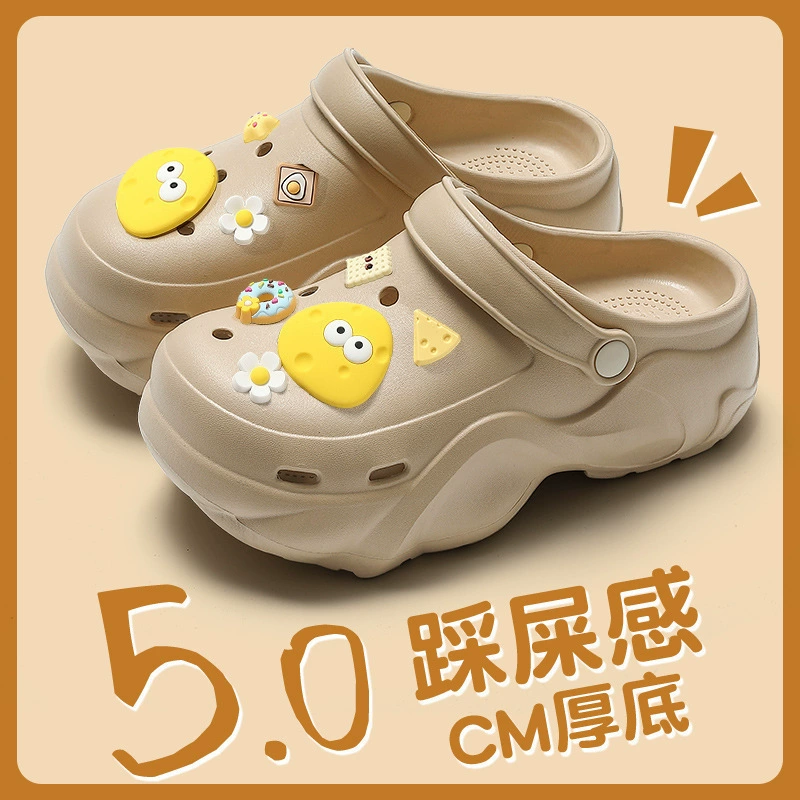 Absolutely Cute Croc Shoes Women's EVA Summer Outerwear 2024 New Beach Shoes Anti-Slip Anti-odor Thick Sole Heightening Drags