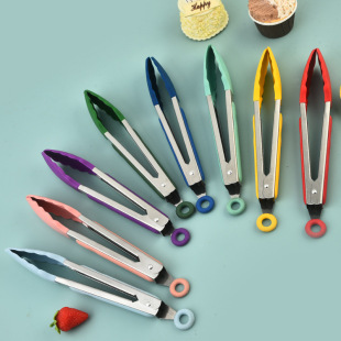 Cross-Border Stainless Steel Silicone Food Clips Buffet Food Clips Barbecue Clips Bread Clips Kitchen Tools in Stock
