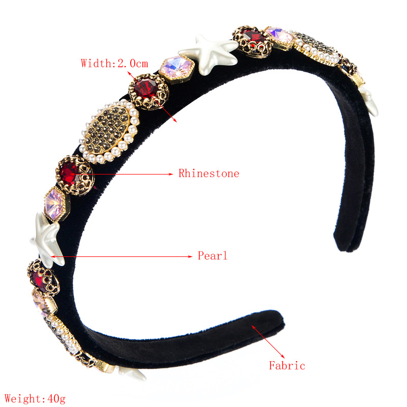 Baroque Geometric Pearl Rhinestone Cloth Headband display picture 1