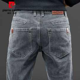 皮尔卡丹秋冬新款牛仔裤男宽松直筒商务休闲加绒弹力厚款中年长裤