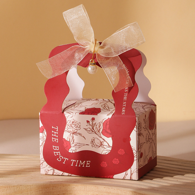 Elegant red + champagne gauze + pearls