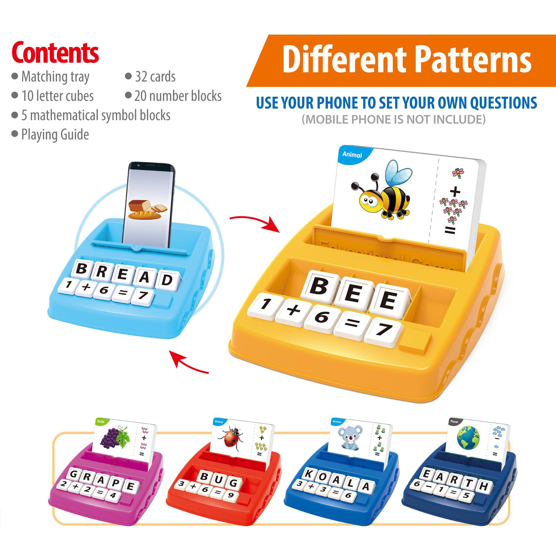 Children's Early Education Educational Stem Learning Card Game Console Alphabet Word Recognition 2-in-1 Educational Game Toy