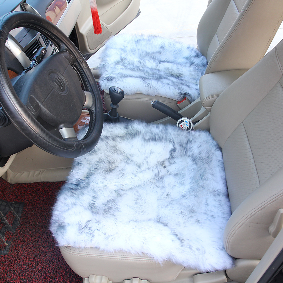 Pure Wool Car Seat Cushion Without Backrest Three-Piece Set Front and Rear Single Piece Square Cushion Fur Integrated Whole Goatskin Fur Cushion