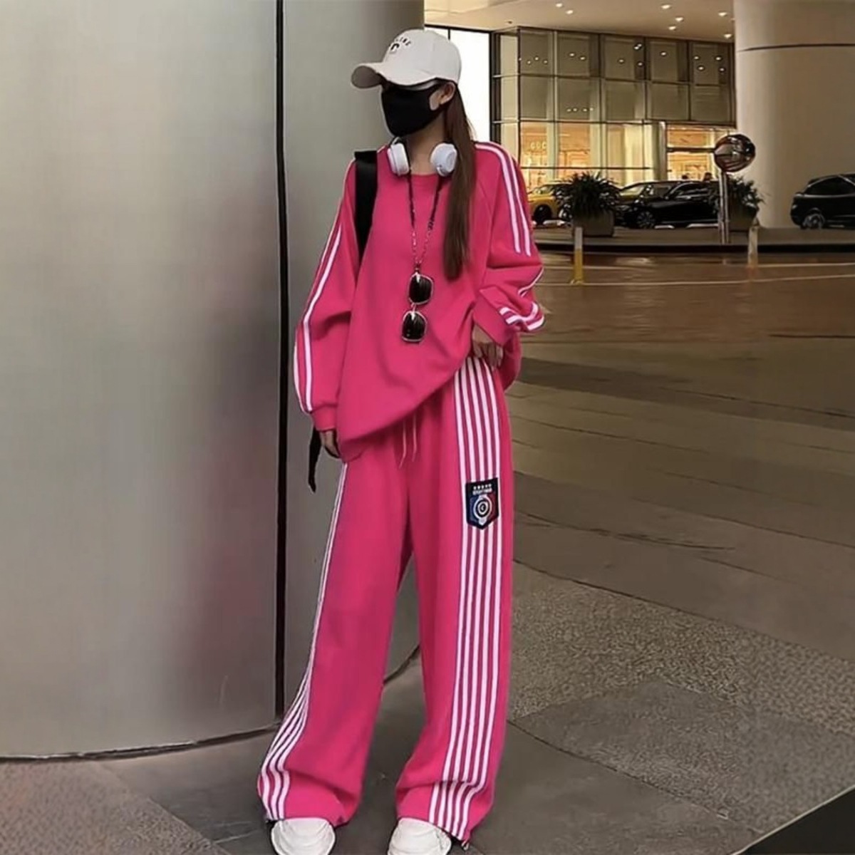 欧货大码2025新秋季时尚运动服两件套宽松显瘦休闲卫衣套装女胖mm