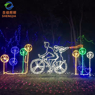 Meichen Dream Light Festival Bicycle Lovers Lantern Glowing Light Shape Couple Shape Lamp Decorative Light
