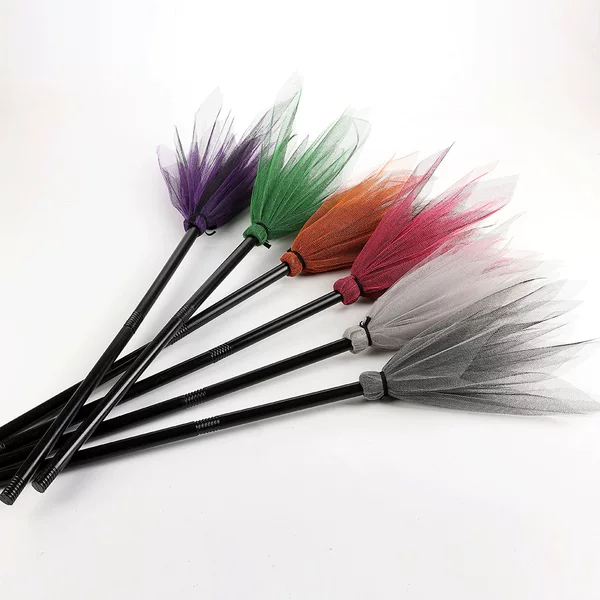 Cross-Border Props Halloween Witch Broom Cosplay Party Supplies Removable Mesh Kidsren's Decorative Hard Mesh