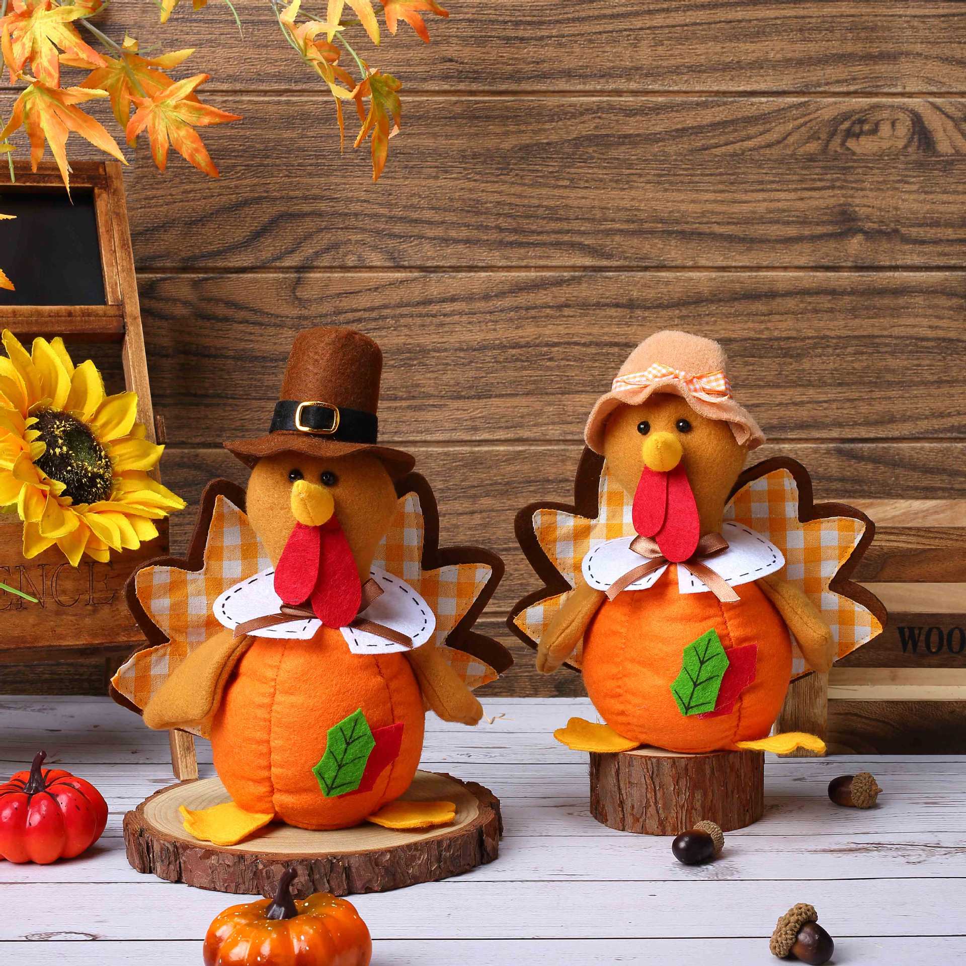 Nuevo festival de la cosecha de pavo de acción de gracias transfronterizo decoración muñeca sin rostro calabaza hoja de arce Rudolph decoración lote