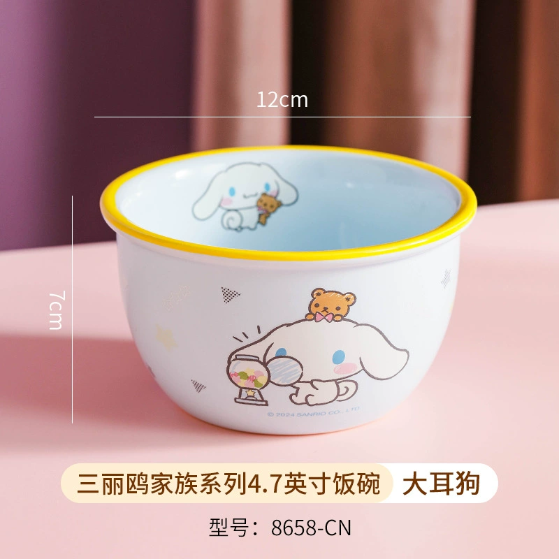 三丽鸥 Hello kitty, ceramic cartoon tableware for feeding, spoon with glass, chopsticks, set