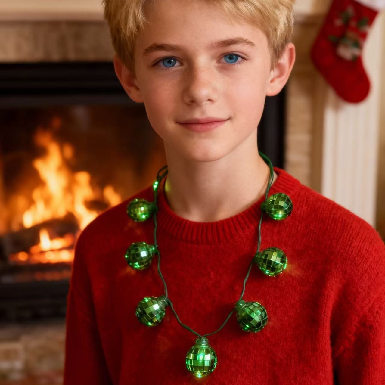 圣诞镜面反光多种颜色项链灯串LED节日庆典氛围营造灯