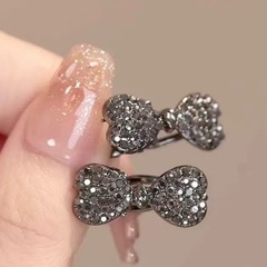 小号水钻蝴蝶结侧边鸭嘴夹子水晶发卡高级感前额碎发夹迷你刘海夹
