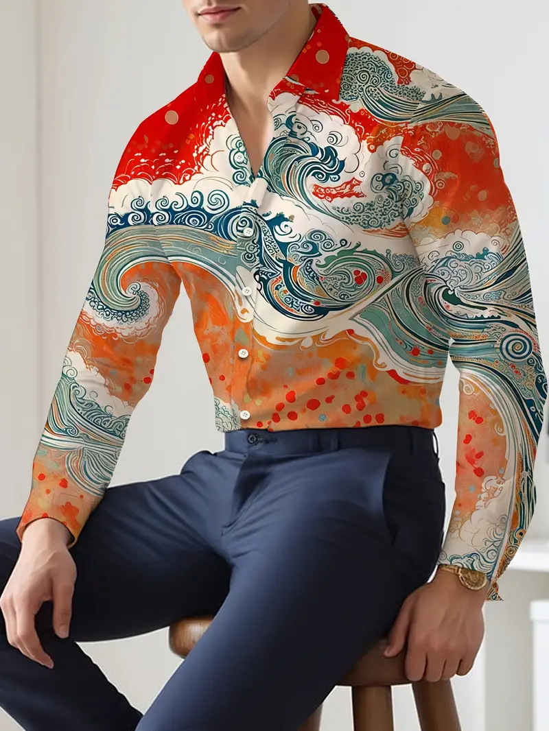 Productos europeos American Cross-border 2025 nueva tendencia de la moda casual de alta calidad cool guapo camisa de manga larga MB12