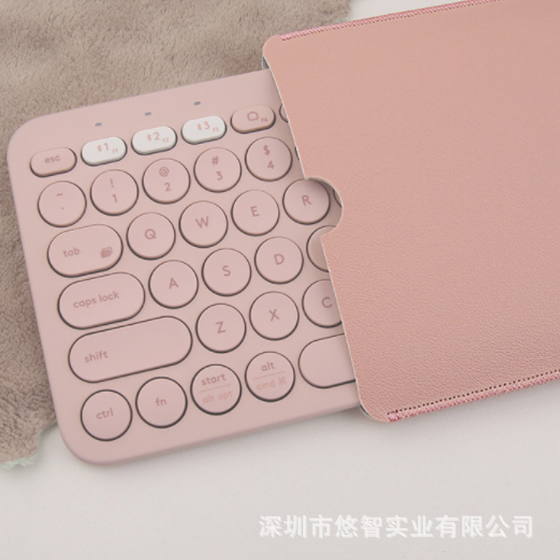 Aplicable a Logitech k380 teclado Funda de cuero pu cuero inalámbrico Bluetooth ligero teclado bolsa de almacenamiento teclado cubierta de polvo