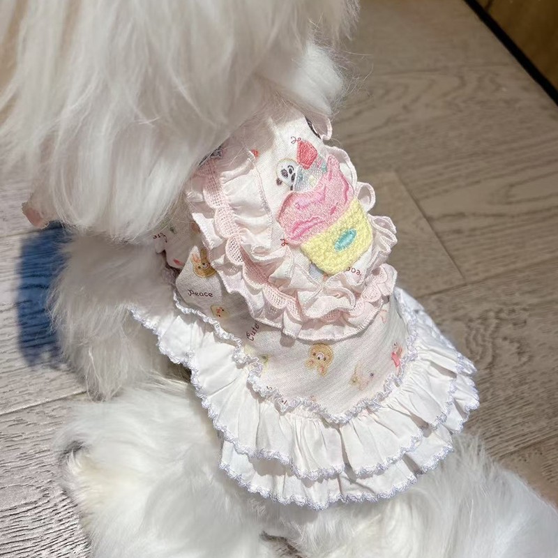 Vestido de princesa em renda para cães bichon yorkie verão_voghion.com