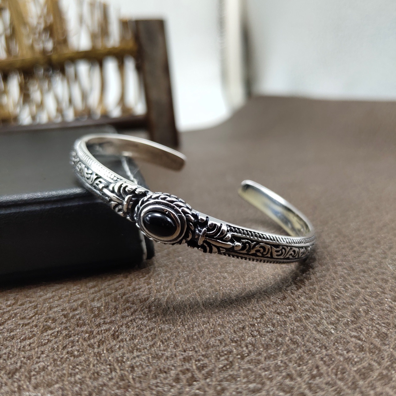 Title 4, Pulseira Aberta de Prata Tailandesa Vintage Fem...