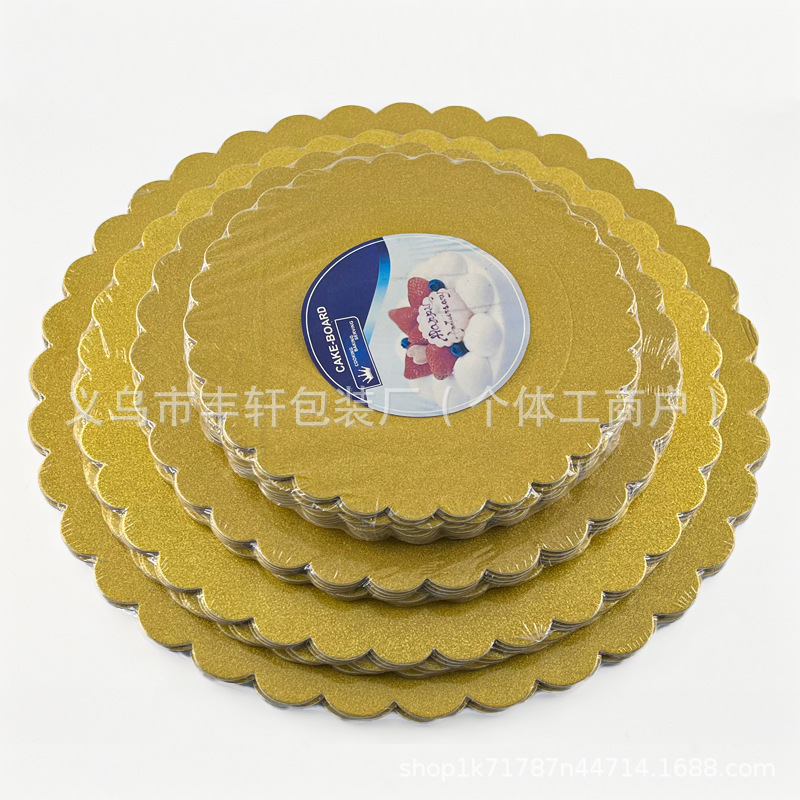 Fabricante al por mayor base de pastel de cebolla dorada cartón de color almohadilla de pastel redondo base de pastel de cumpleaños embalaje horneado