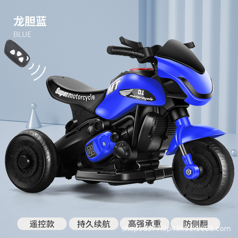 Coche de la batería del bebé del triciclo de la motocicleta eléctrica de los niños pueden sentarse en la defensa humana Flip carga coche de juguete de control remoto