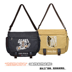 New student shoulder bag canvas crossbody bag One Piece Genshin Impact Totoro Pikachu cartoon anime backpack men