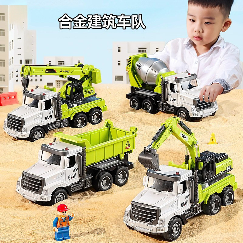 Children's Excavator Toy Boy Dump Truck Alloy Engineering Crane Digging Wood Grabber Transporter 3 Years Old 6