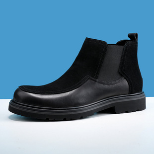 Martin Boots Men's Chelsea Boots British Style Men's Leather Shoes Winter Fleece-lined Short Boots High-grade Smoke Boots Trendy