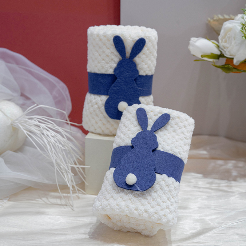 푸른 귀여운 토끼 수건