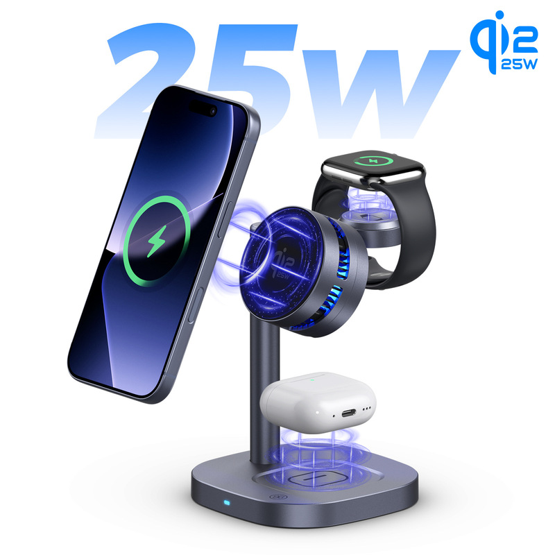 Qi2.2 Semiconductor Refrigeration 25W Magnetic Wireless Charger for Apple and Samsung Mobile Phones Three-In-One Wireless Charging