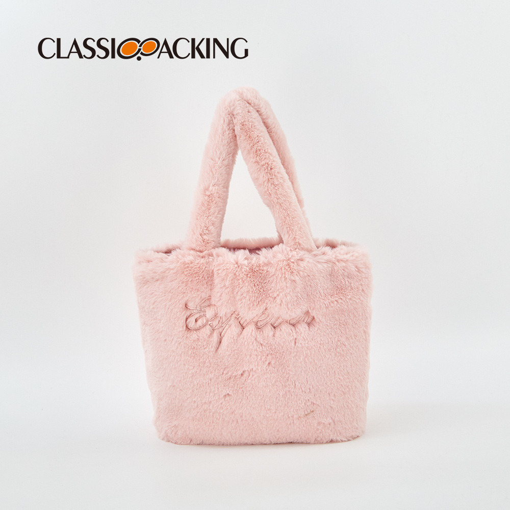 2025 bolso de lana simple japonés otoño e invierno bolso de felpa de celebridades de Internet material de piel de conejo de imitación bolso de lana de mano