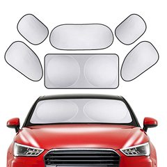 自動車の日よけの前と後ろの方の窓の日よけの断熱の日よけのカーテンは銀の布を塗って袋の中の6セットを収納して通用します。