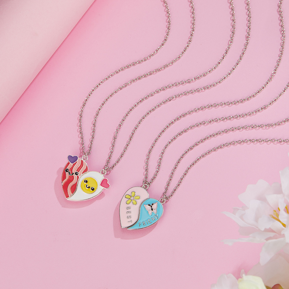 Holiday, Daily Occasion Cute Letter Heart Shape Flower Alloy Cable Chain Pendant Necklaces Wholesale