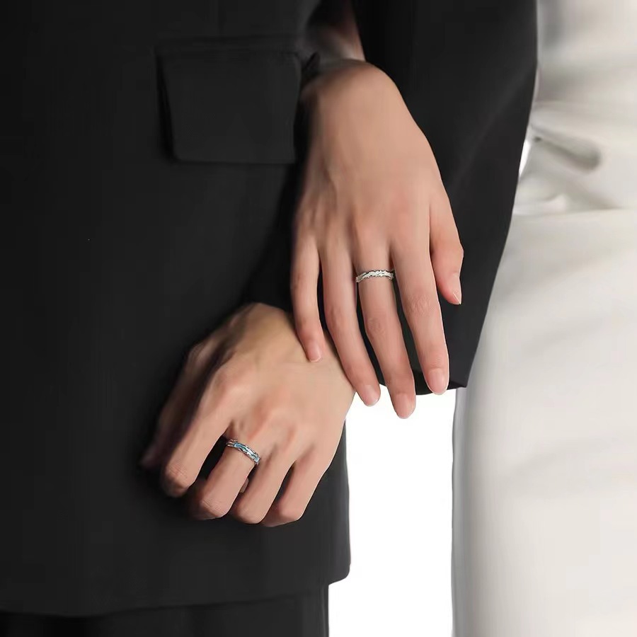 999足銀蒹葭情侶款戒指女生男小眾潮對戒一對520情人節禮物送女友