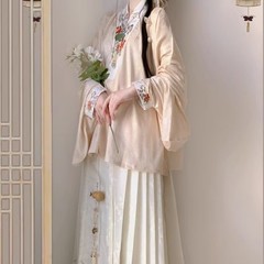 古風明制改良漢服中国風対交襟ブラウススカート春秋金明製漢服