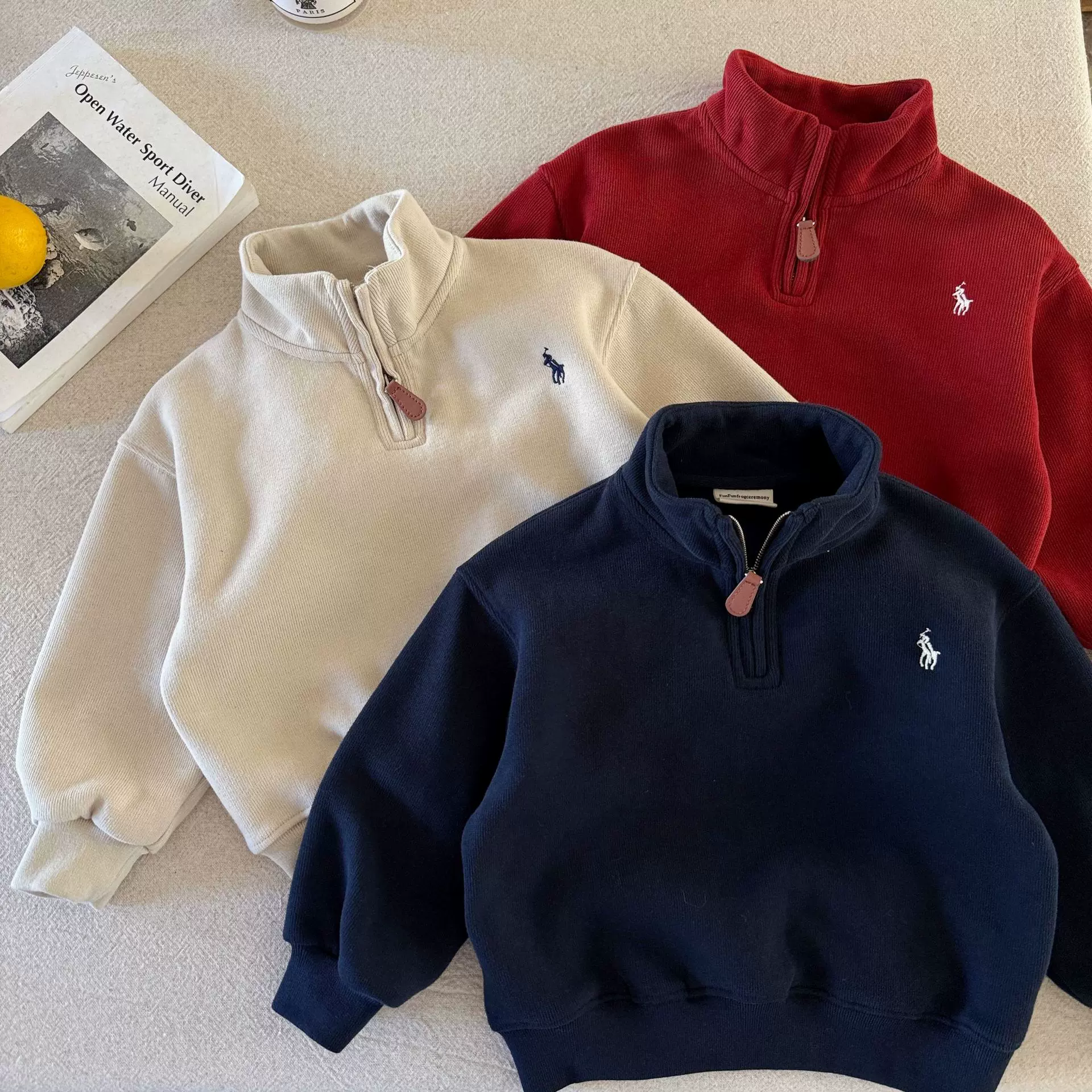 儿童polo衫2025秋冬新品女童新品男童翻领t恤长袖童装