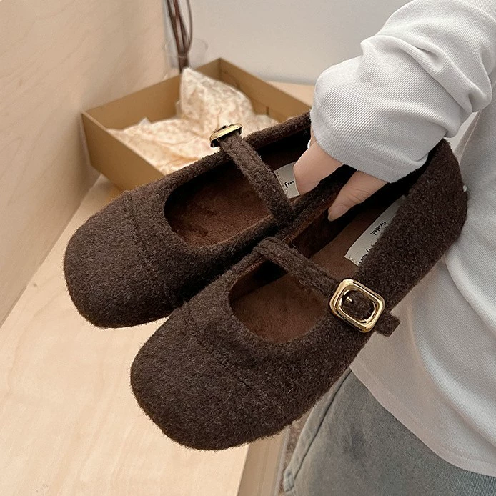 Женские туфли Мэри Джейн в французском стиле, новая модель осень-зима 2025 года, массивный каблук, элегантный неглубокий дизайн, универсальные туфли с одной перемычкой.