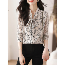 长袖雪纺衬衫女小个子秋季新款女装法式别致漂亮小衫洋气减龄上衣