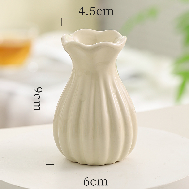 インクリームスタイルデスクトップセラミック花瓶ルームリノベーション小物暖かい模擬花装飾品オフィス装飾|undefined