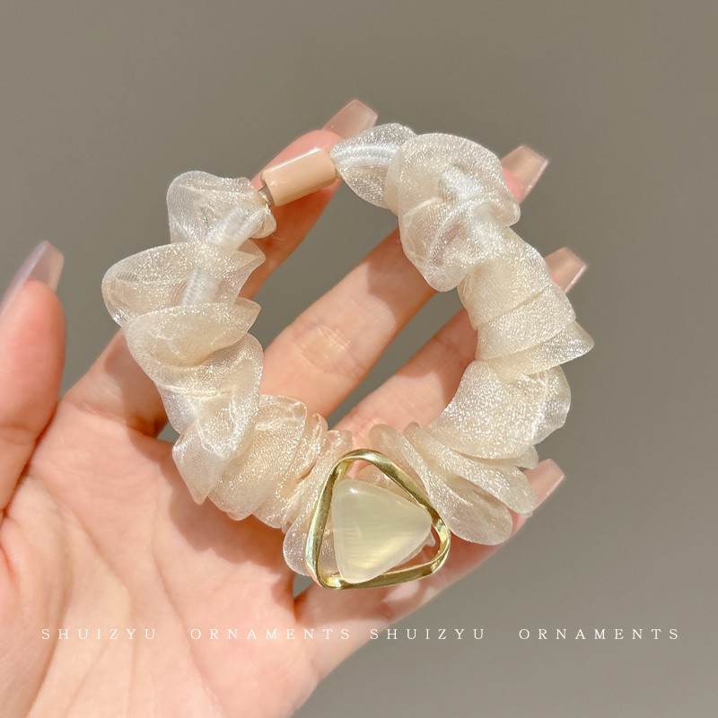 Perlas de terciopelo de alta sensación, anillo de cabello de intestino grande, temperamento femenino elegante, cuerda de cabello de cola de caballo baja, cuerda de cabello de alta elasticidad no dañada