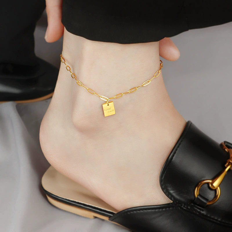 Brand ankle bracelet stainless steel, universal sexy chain, high-end