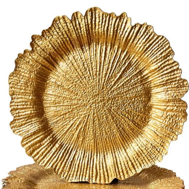 Platas de carga de oro de alto nivel comercio exterior platos de tallado europeos platos de fiesta de Navidad platos de cojín