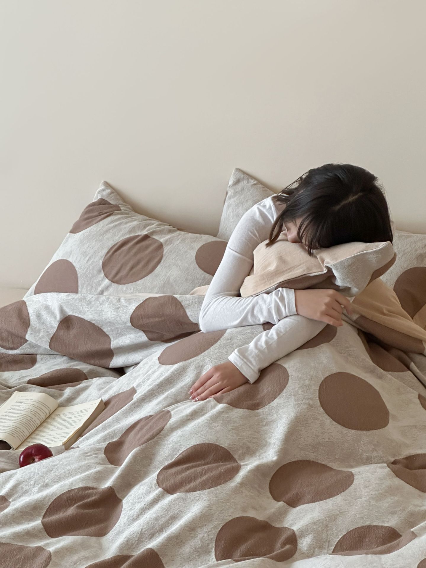 Conjunto de capa de edredão jacquard com bolinhas verde retro_voghion.com