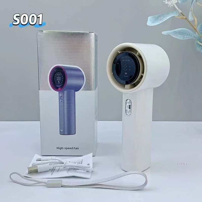 东南亚爆款S001手持高速小风扇usb充电100档数显迷你涡轮暴力风扇|undefined