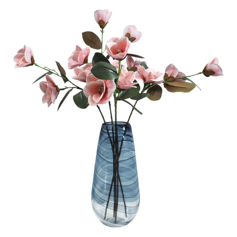 Languifang de gama alta de impresión 3D perfume Magnolia flor artificial hogar sala de estar Decoración Luz estilo de lujo decoración flor falsa al por mayor
